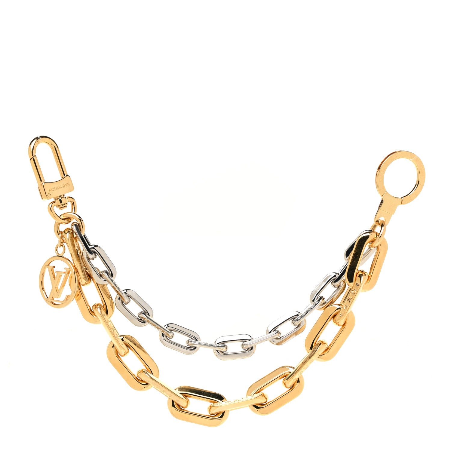 Louis Vuitton Metal LV Edge Chain Bag Charm Silver Gold 1 of 3