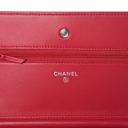 Chanel Lambskin Quilted Wallet On Chain WOC Fuchsia 6 of 9