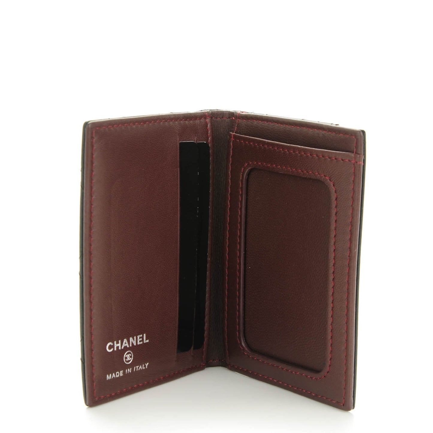 Lambskin Quilted Card Holder Wallet Black