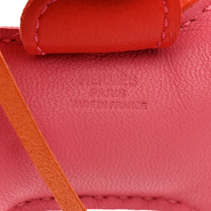 Hermes Milo Lambskin Grigri Rodeo Horse Bag Charm PM Rose Azalee Orange Poppy Rouge Indien 3 of 4