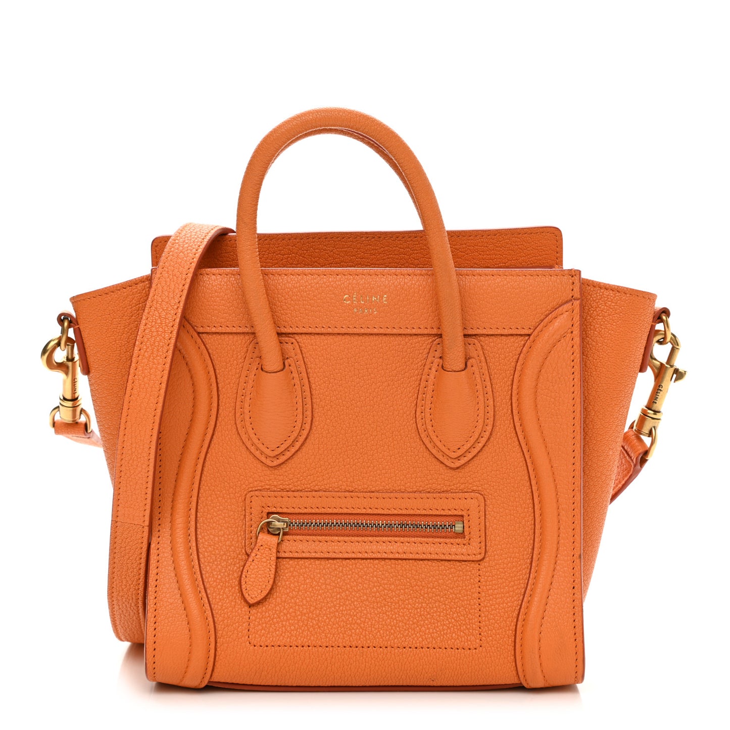 Drummed Calfskin Nano Luggage Bright Orange