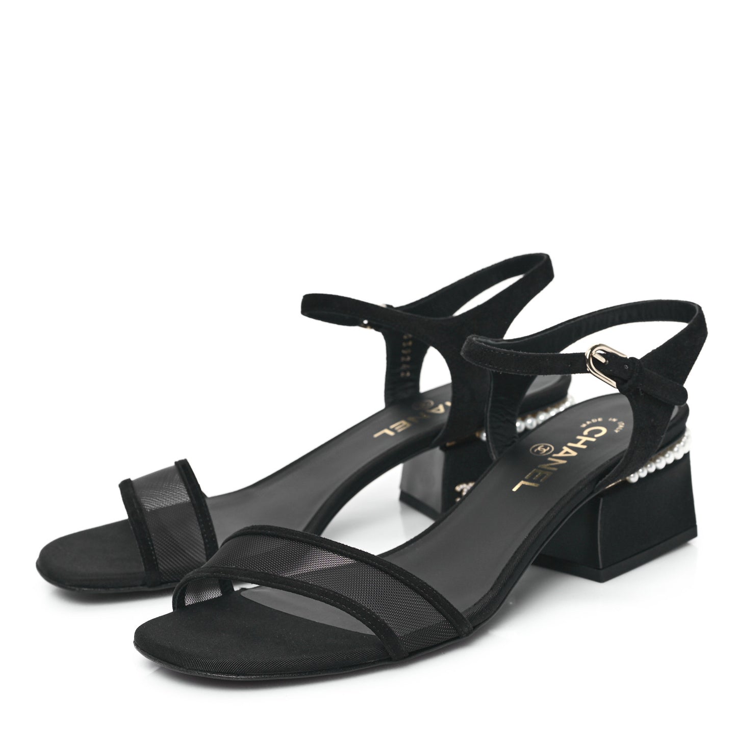Pearl Slingback Sandals 41 Black