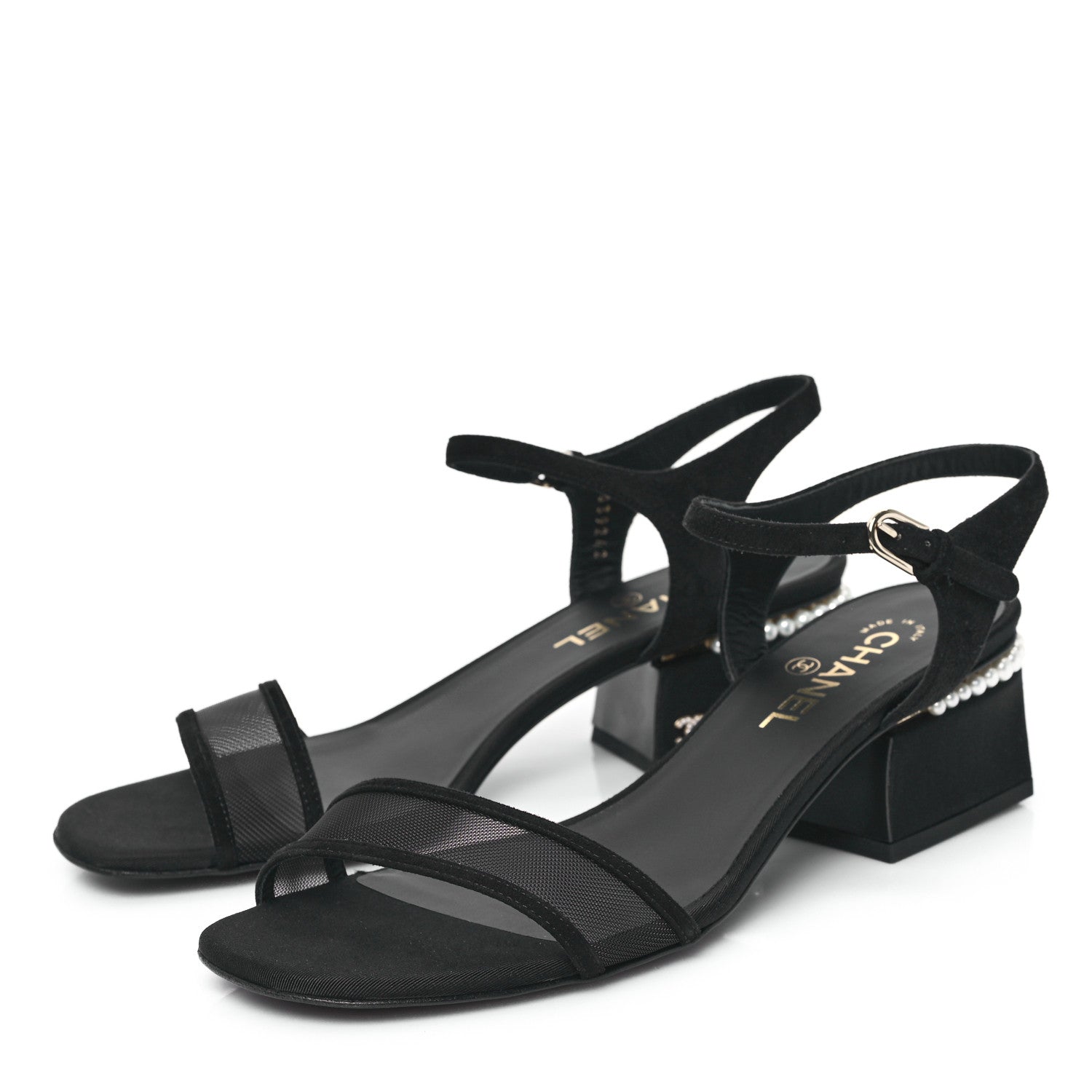 Chanel Pearl Slingback Sandals 41 Black 3 of 9