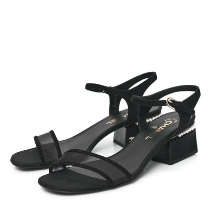 Chanel Pearl Slingback Sandals 41 Black 3 of 9
