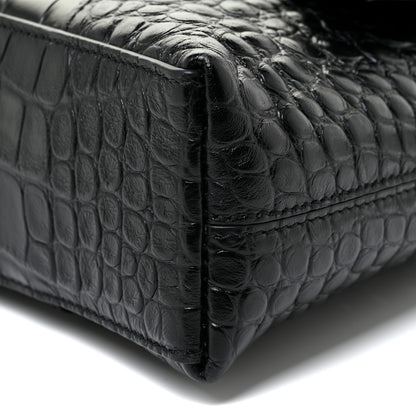 Balenciaga Extra Supple Calfskin Crocodile Embossed Monochrome XS Downtown Shoulder Bag Black 9 of 12