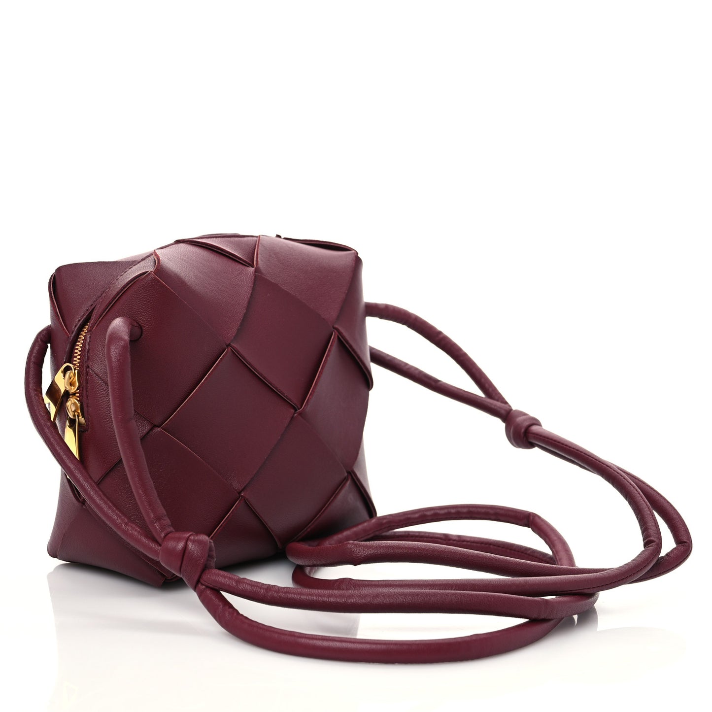 Lambskin Maxi Intrecciato Mini Cassette Camera Bag Bordeaux