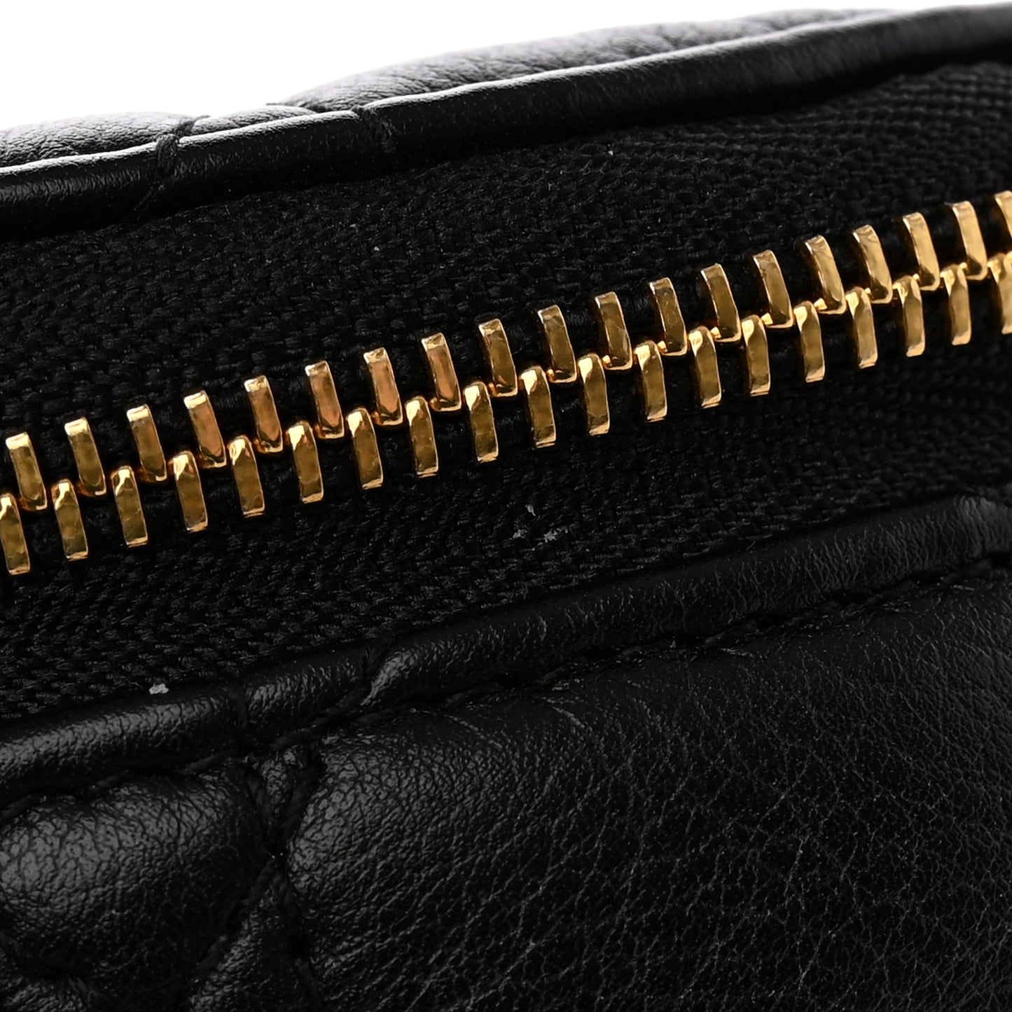 Supple Calfskin Cannage Caro Half-Moon Coin Purse Black