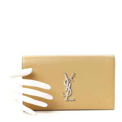Saint Laurent Grain De Poudre Classic Kate Monogram Clutch Nude Powder 2 of 13