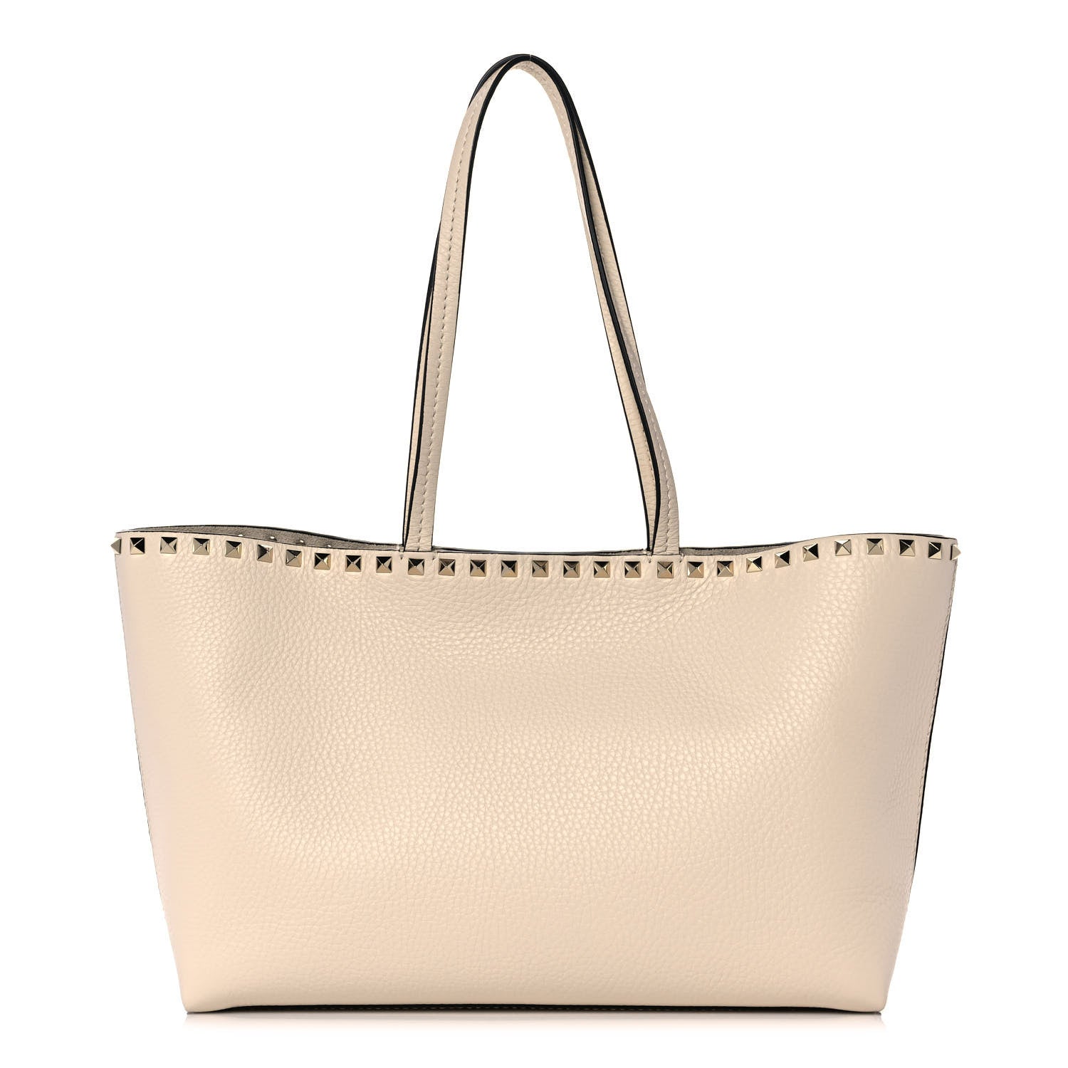 Valentino Garavani Grained Calfskin Small Rockstud Shoulder Tote Light Ivory 1 of 11