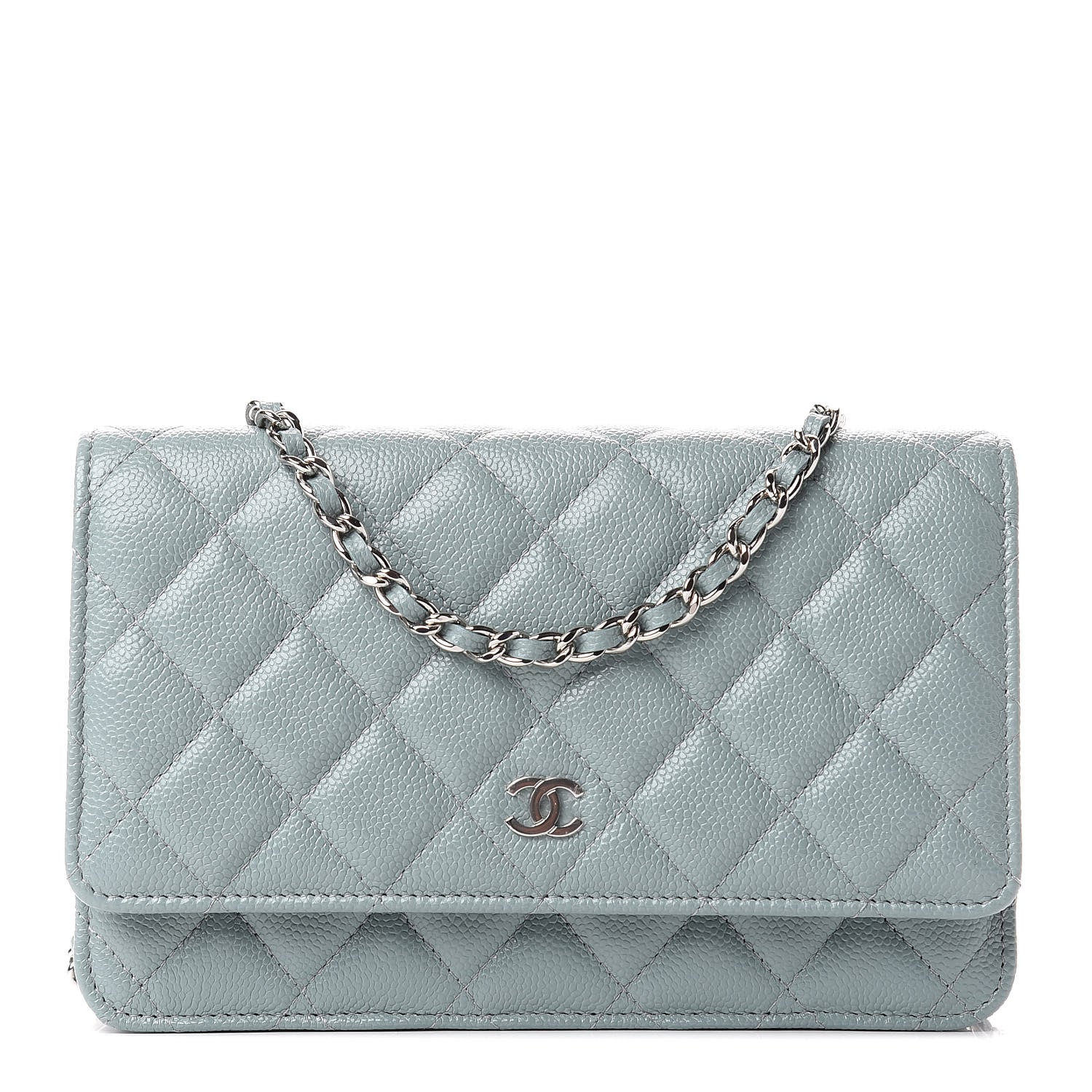 Chanel Caviar Quilted Wallet On Chain WOC Light Blue 1 of 12