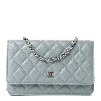 Chanel Caviar Quilted Wallet On Chain WOC Light Blue 1 of 12