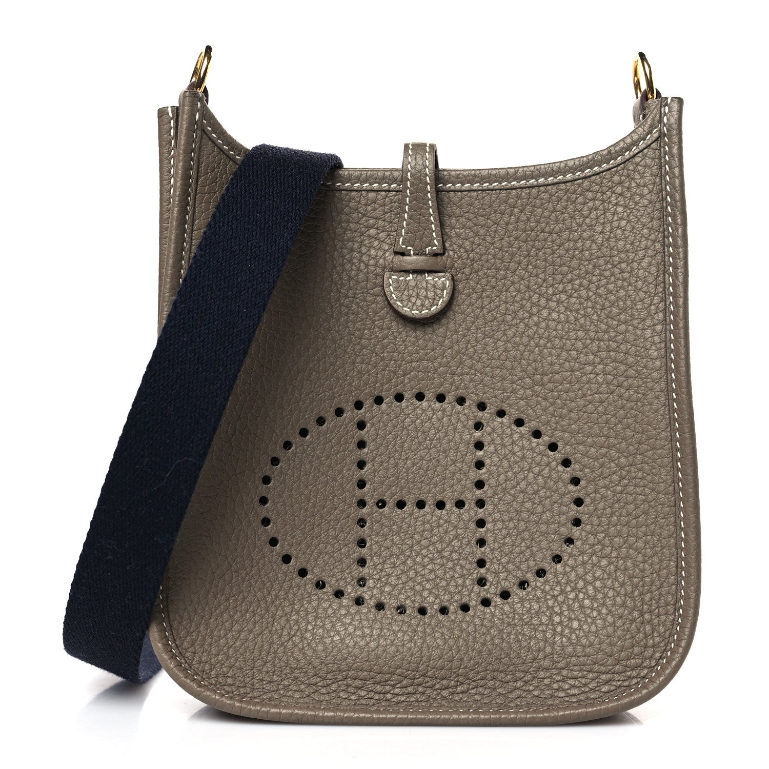 Hermes Taurillon Clemence Amazone Evelyne TPM Etoupe Bleu Indigo 1 of 10