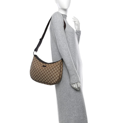 Gucci Monogram Medium Half Moon Hobo Dark Brown 2 of 11