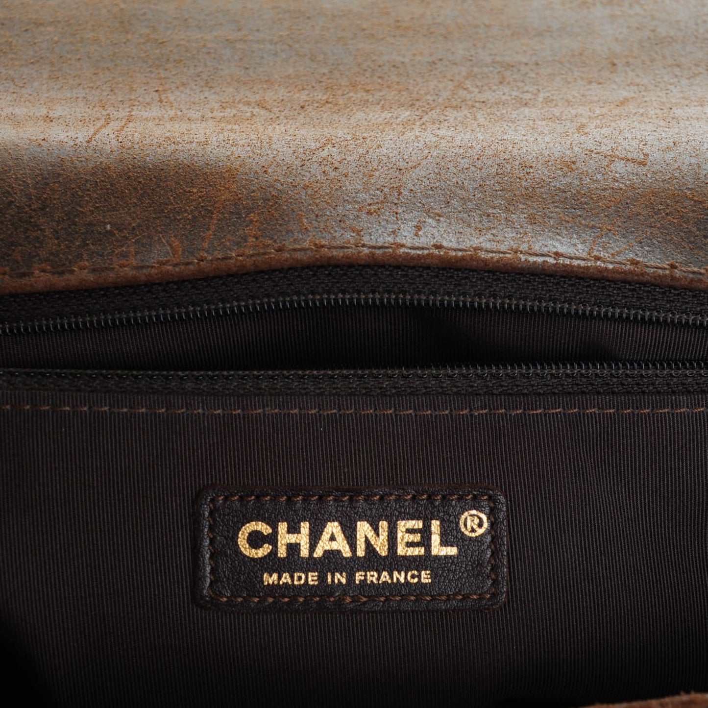 Nubuck Quilted Large Boy Flap Brown