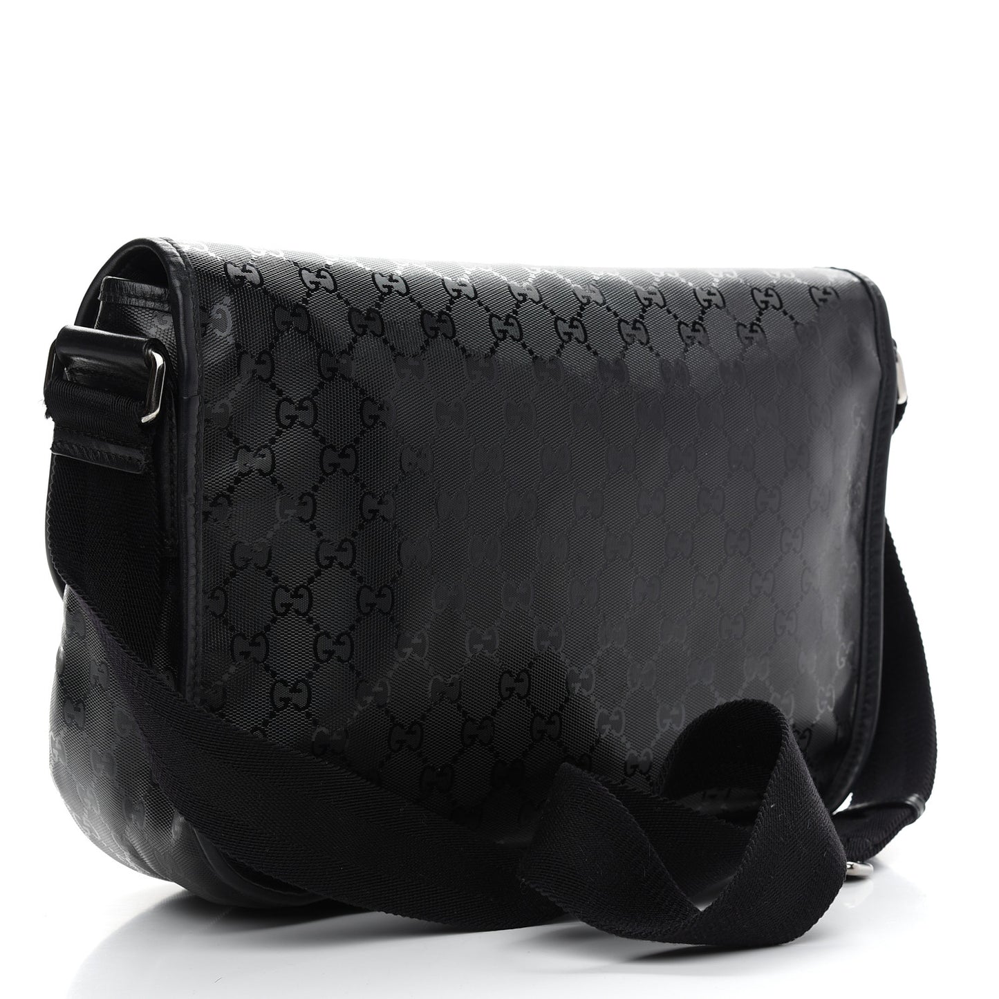 Imprime Monogram Medium Double Buckle Flap Messenger Bag Black