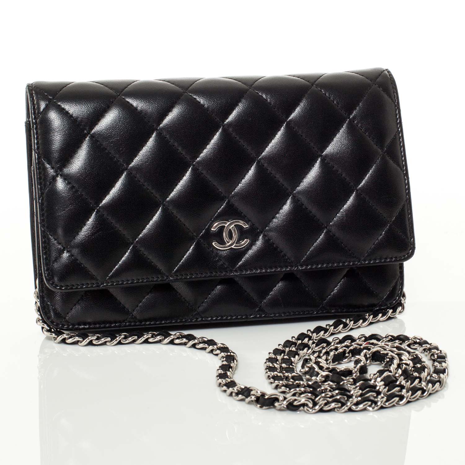Chanel Lambskin Quilted Wallet On Chain WOC Black 1 of 10