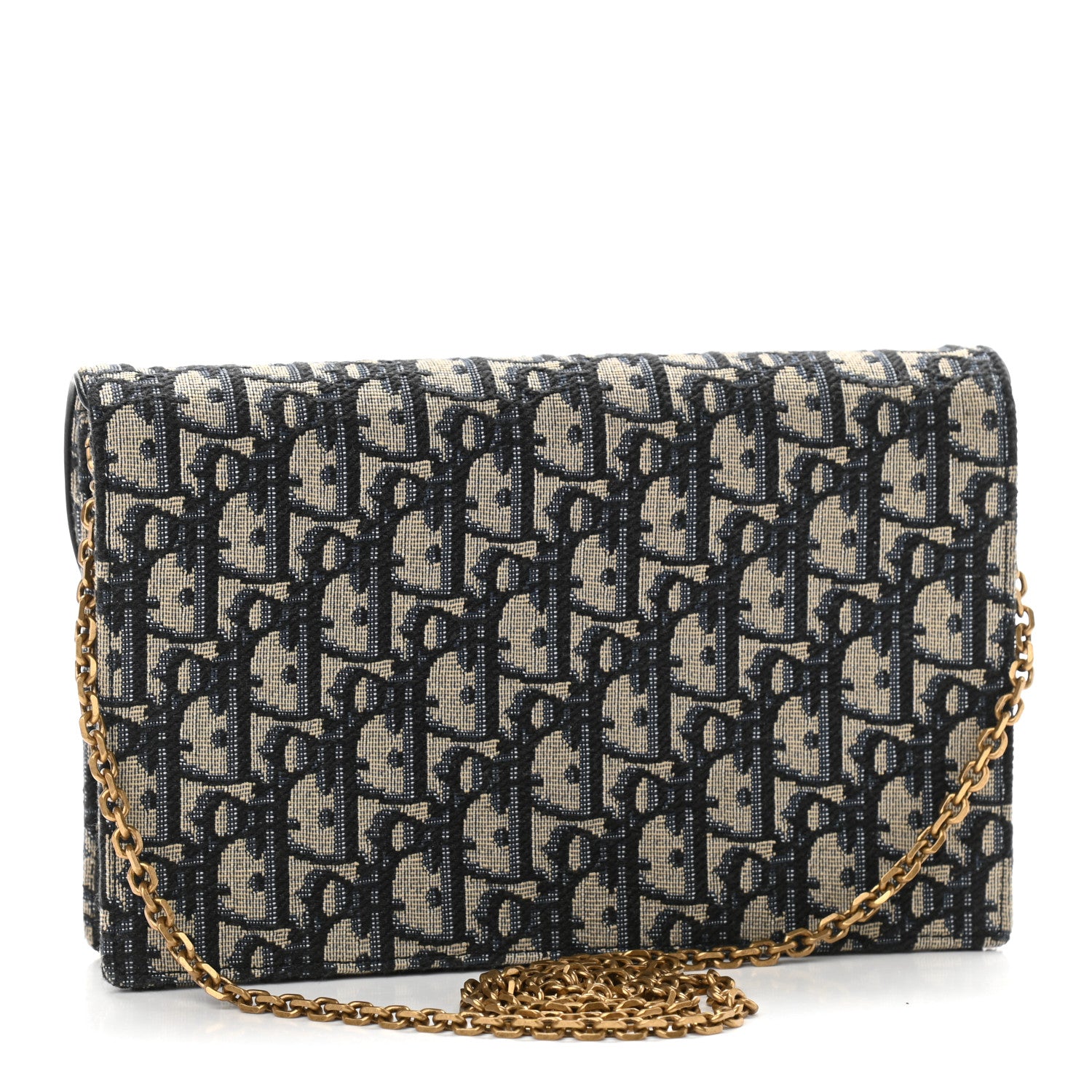 Christian Dior Oblique Saddle Chain Pouch Blue 3 of 9