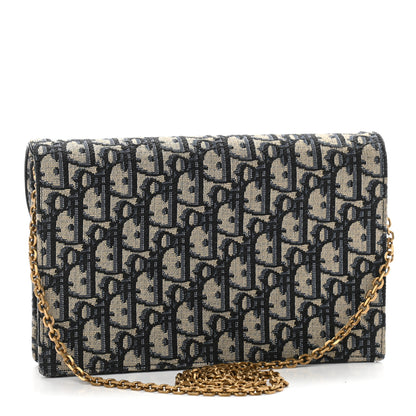 Christian Dior Oblique Saddle Chain Pouch Blue 3 of 9