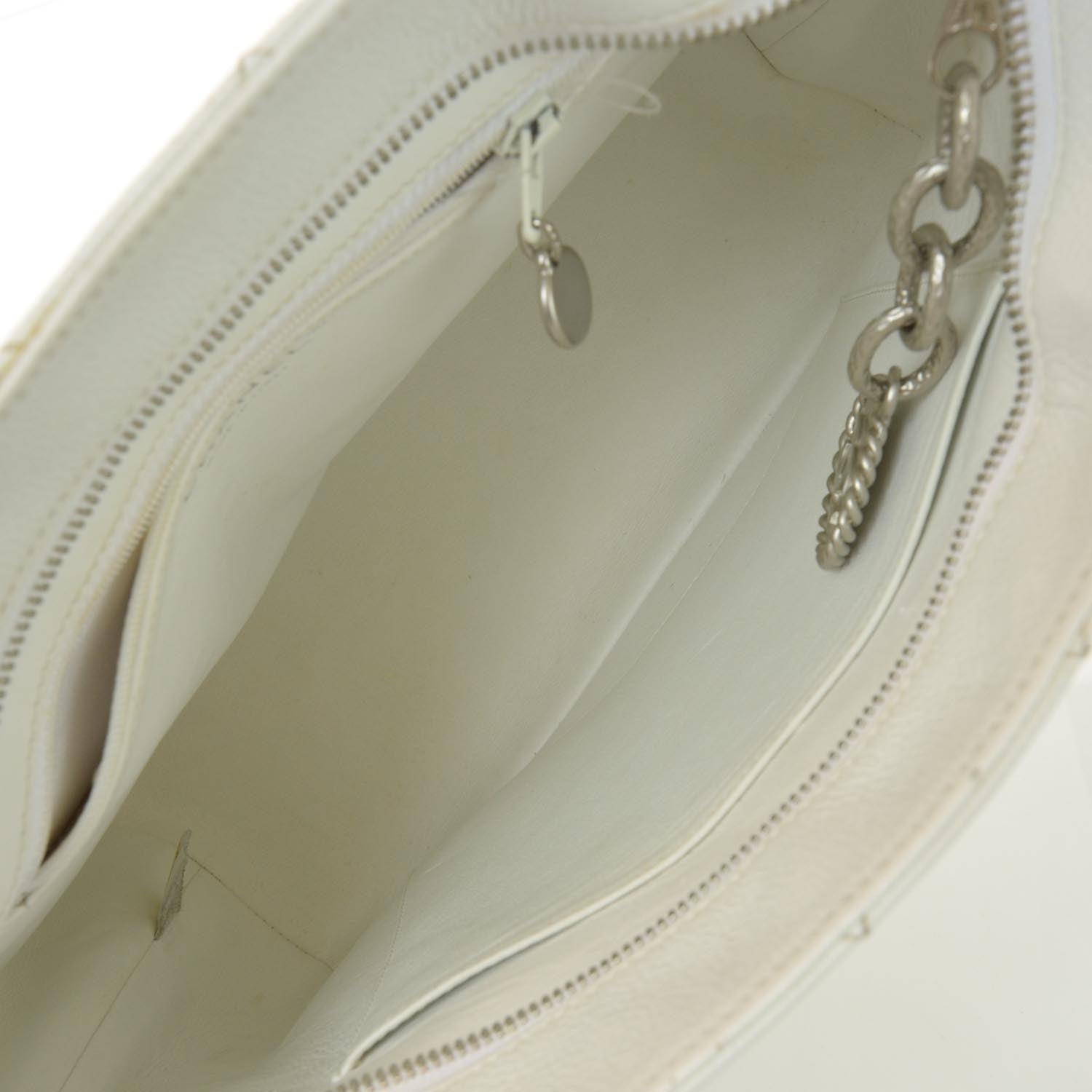 Chanel Caviar Medallion Tote White 9 of 10
