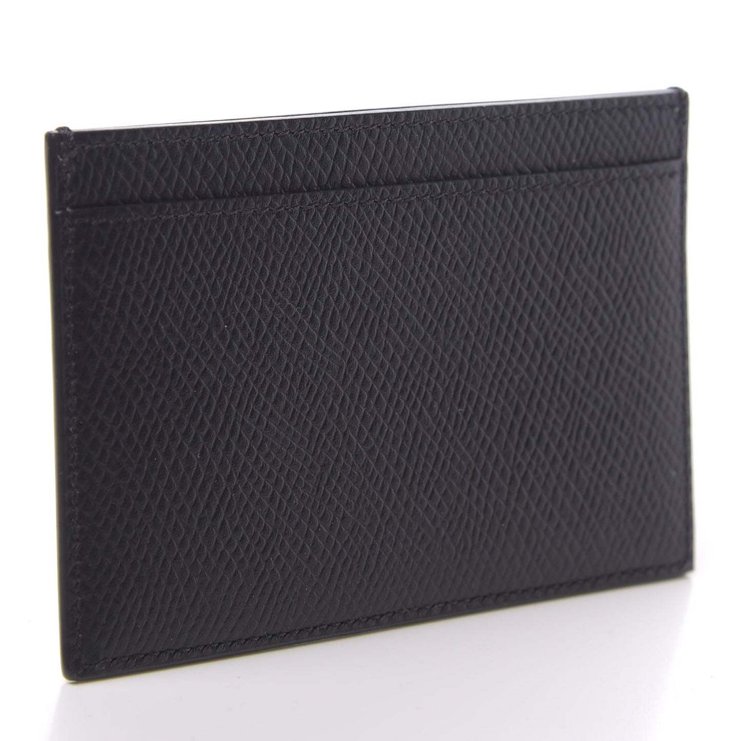 Grained Calfskin Card Holder Black