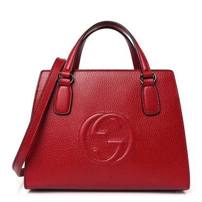 Gucci Dollar Calfskin Medium Soho Top Handle Satchel Hibiscus Red 1 of 9