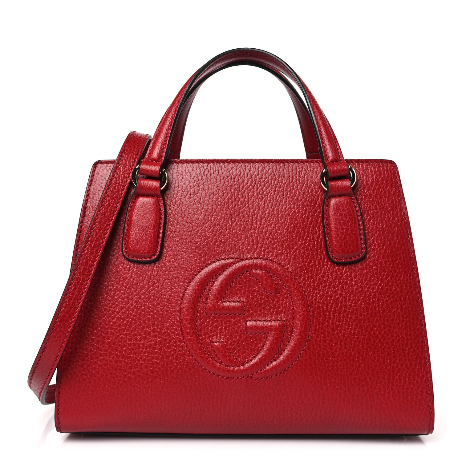 Gucci Dollar Calfskin Medium Soho Top Handle Satchel Hibiscus Red ...