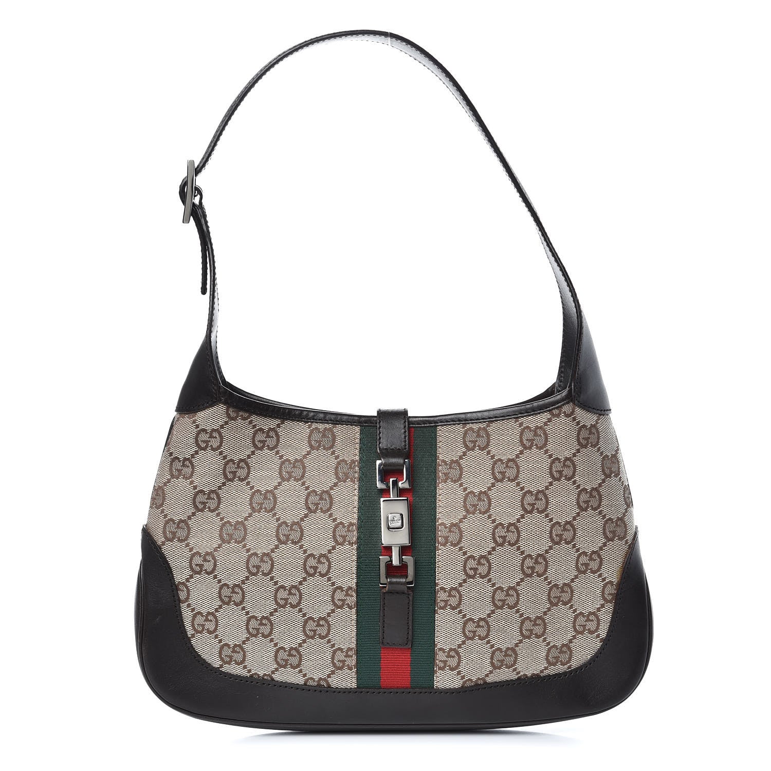 Gucci Monogram Web Small Jackie O Hobo Dark Brown 1 of 10