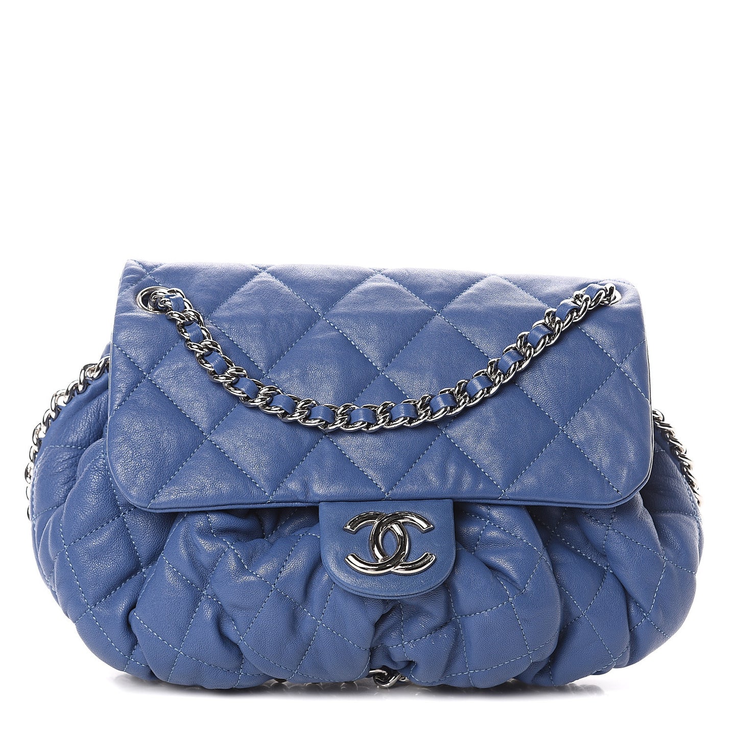 Washed Lambskin Chain Around Medium Messenger Blue