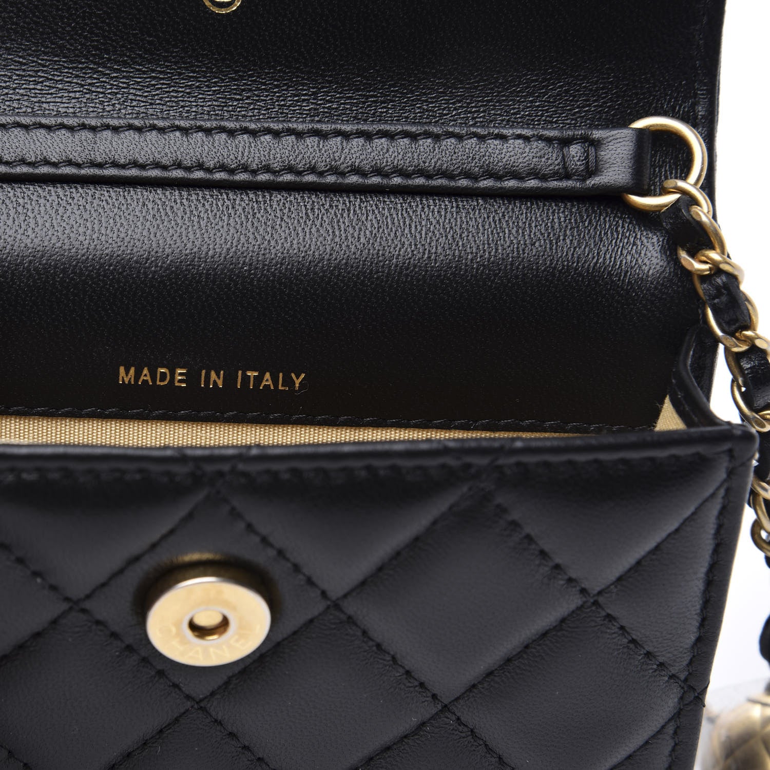 Chanel Lambskin Quilted Pearl Crush Clutch With Chain Black 8 of 12
