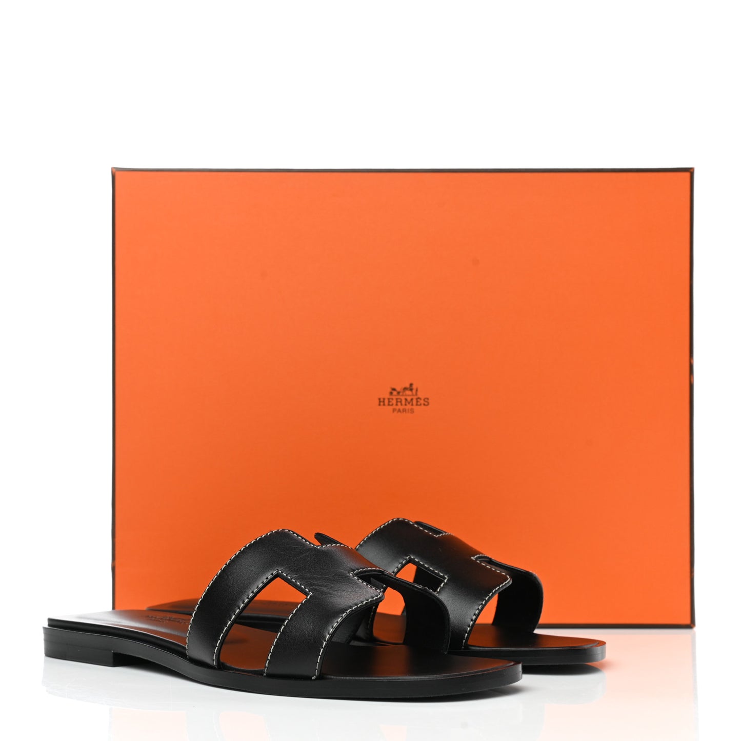 Box Calfskin Oran Sandals 35 Black