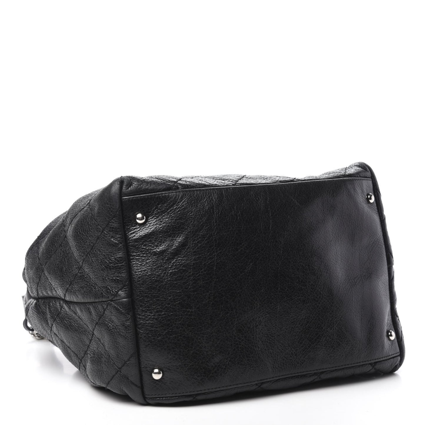 Glazed Calfskin On The Road Drawstring Tote Black