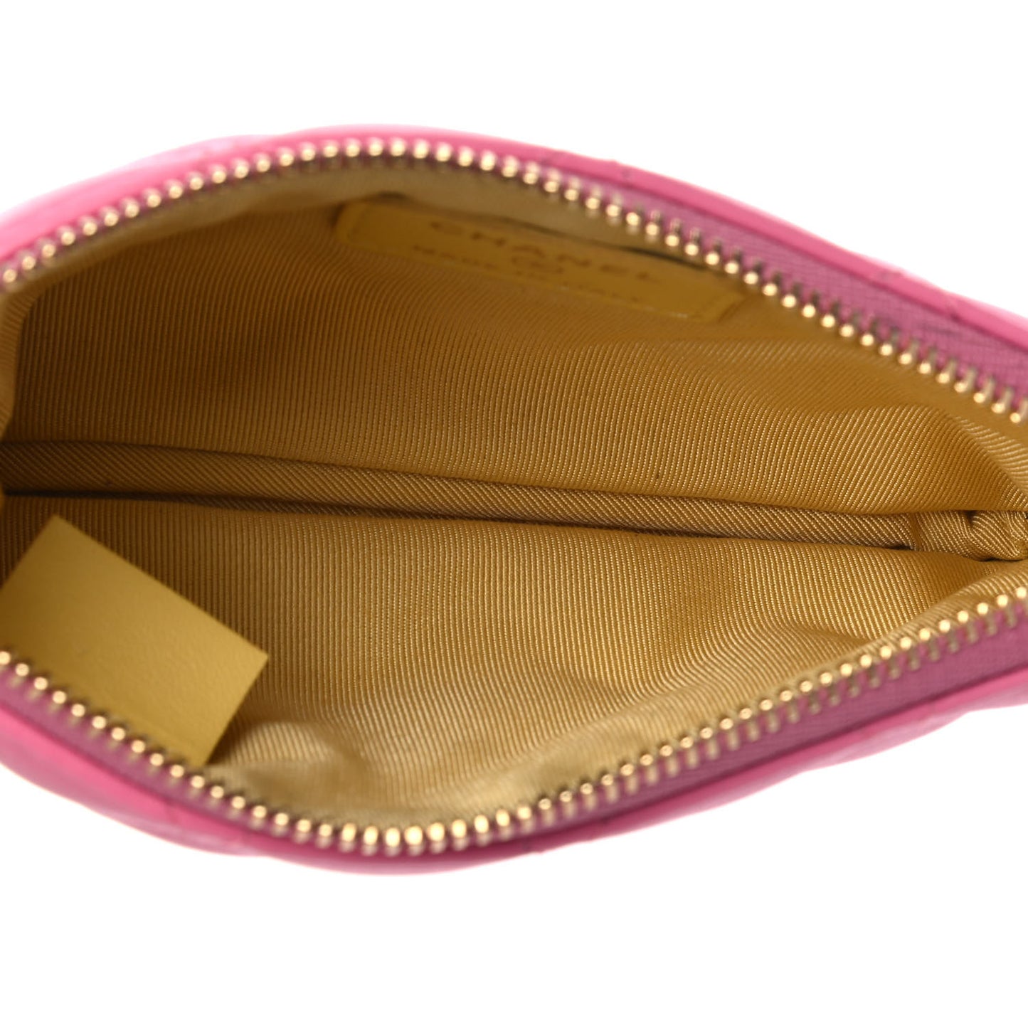 Lambskin Quilted Small Zipped Pouch Pink Yellow