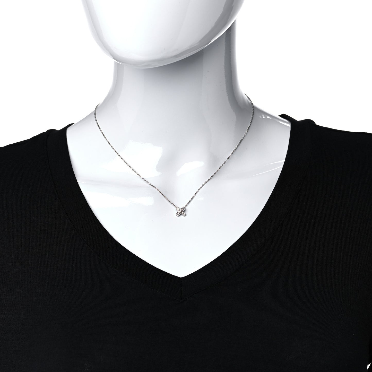 Platinum Diamond Cross Stitch Pendant Necklace