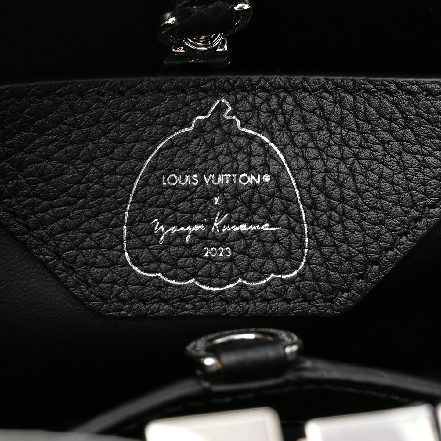 LV X YK Taurillon Brass Metal Dots Capucine MM Black