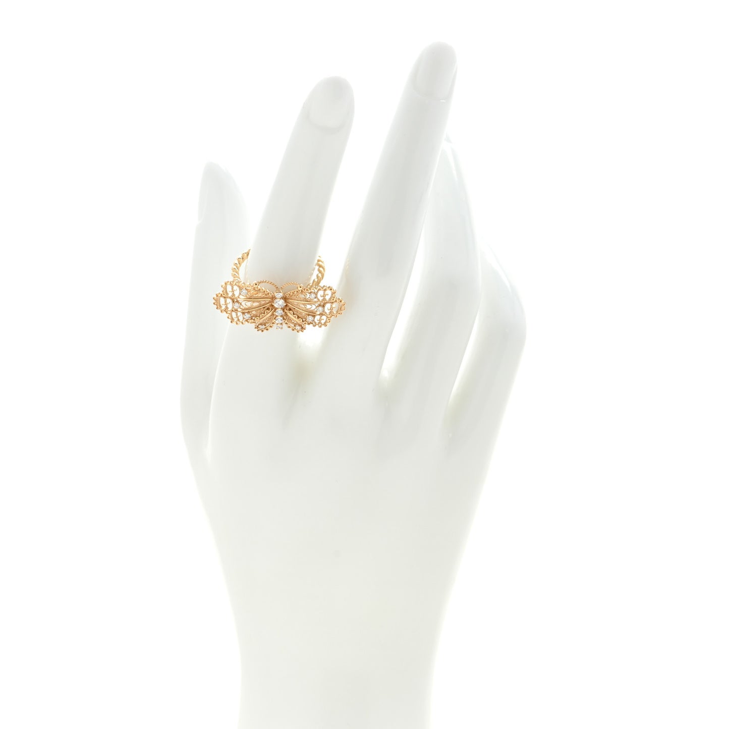 18K Yellow Gold Diamond Butterfly Ring 53 6.25