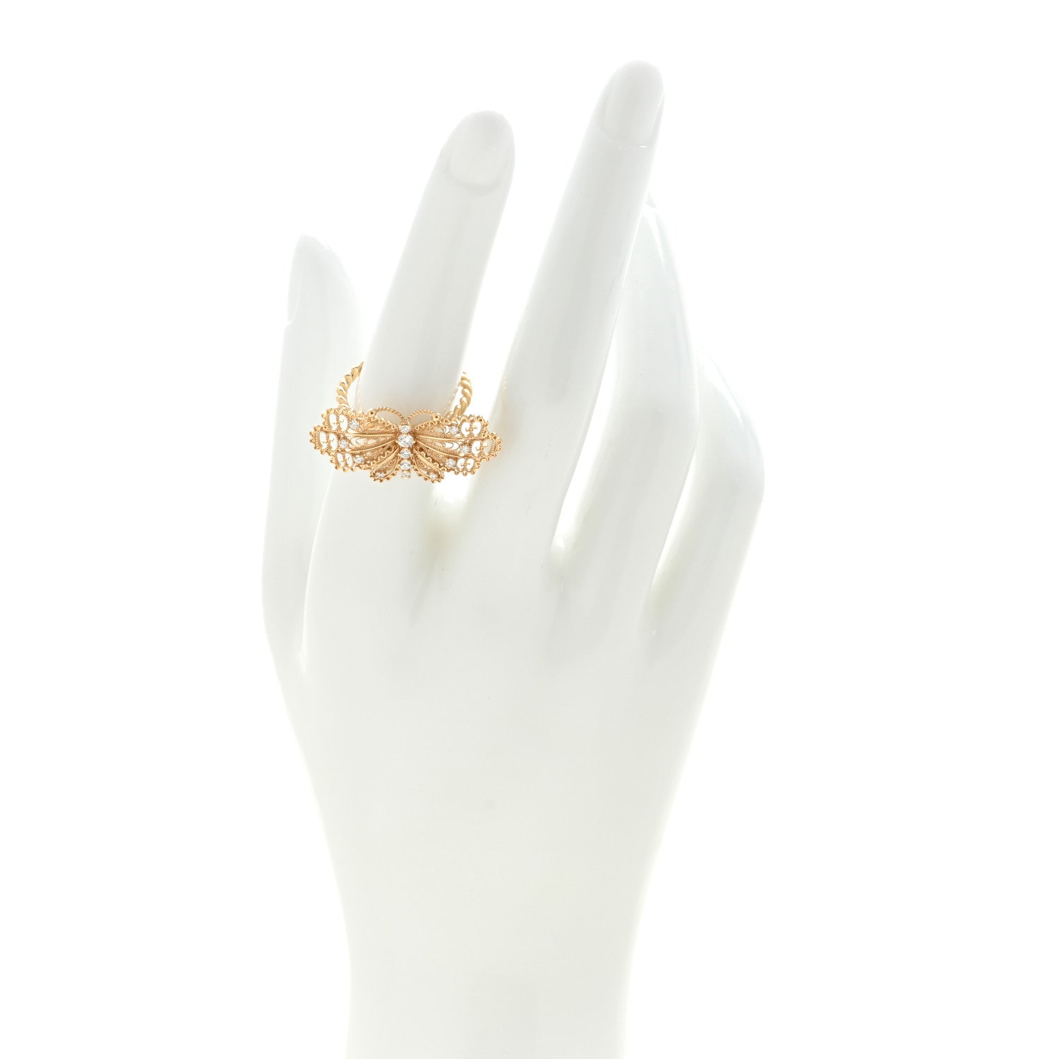 Gucci 18K Yellow Gold Diamond Butterfly Ring 53 6.25 2 of 4