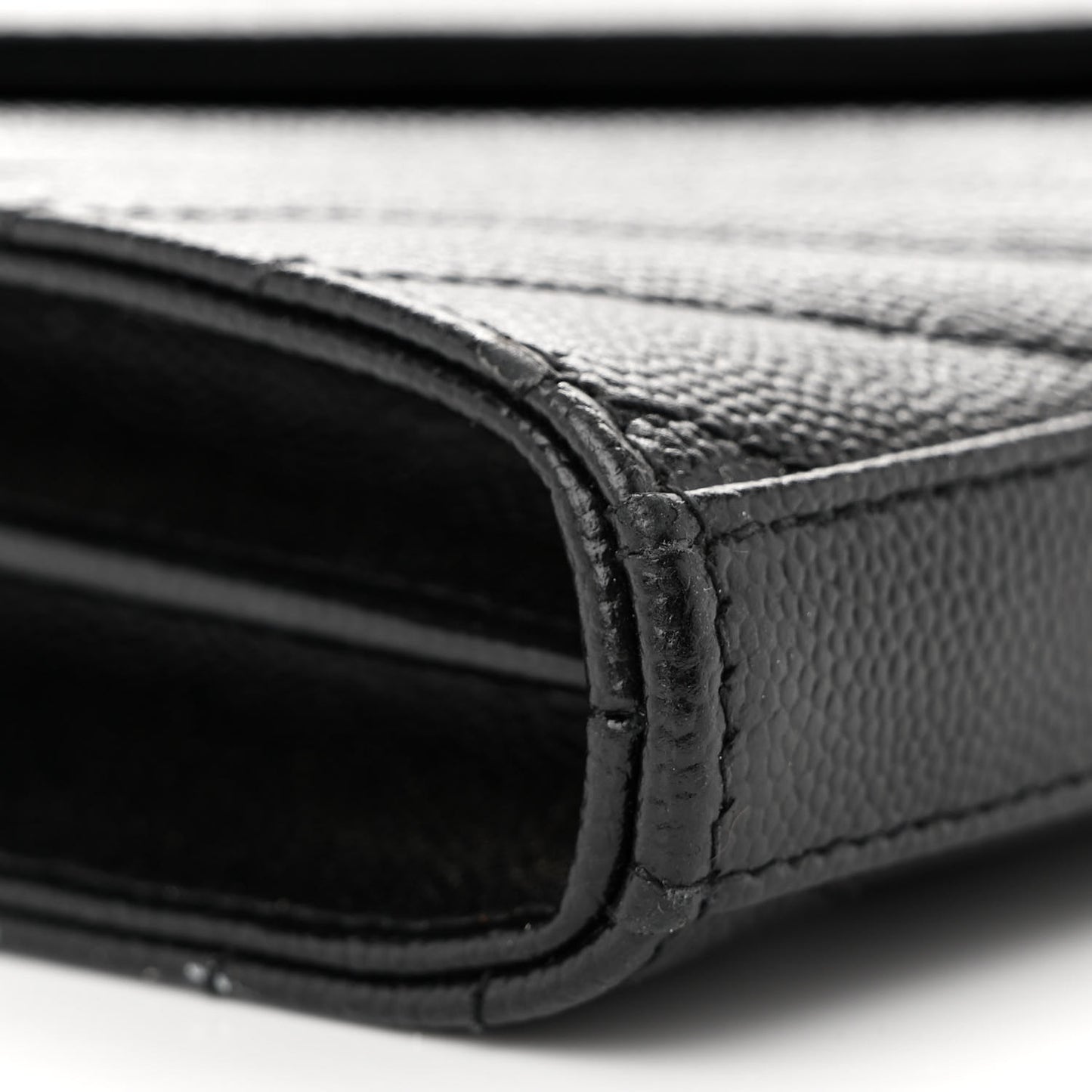 Grain De Poudre Matelasse Chevron Monogram Monochrome Chain Wallet Black