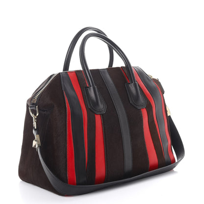 Givenchy Calf Hair Goatskin Smooth Calfskin Patchwork Medium Antigona Black Red 3 of 12