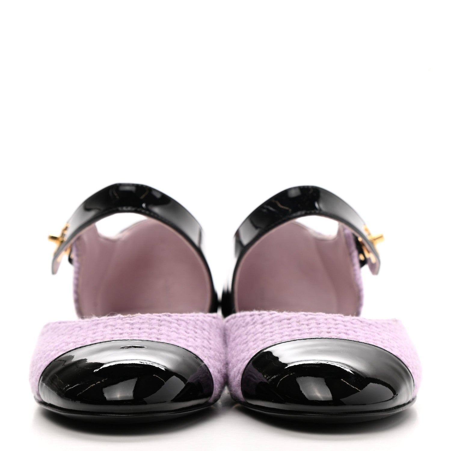 Chanel Tweed Patent Cap Toe Ballerina Flats 36.5 Light Pink Black 2 of 10