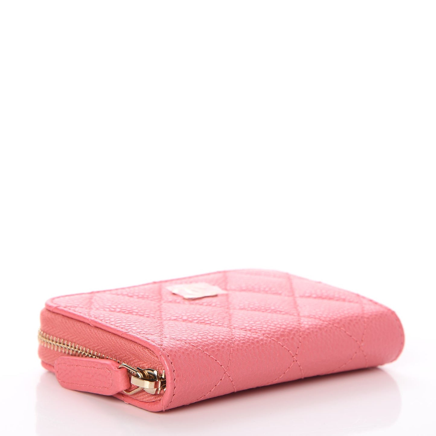 Caviar Quilted Zip Coin Purse Pink