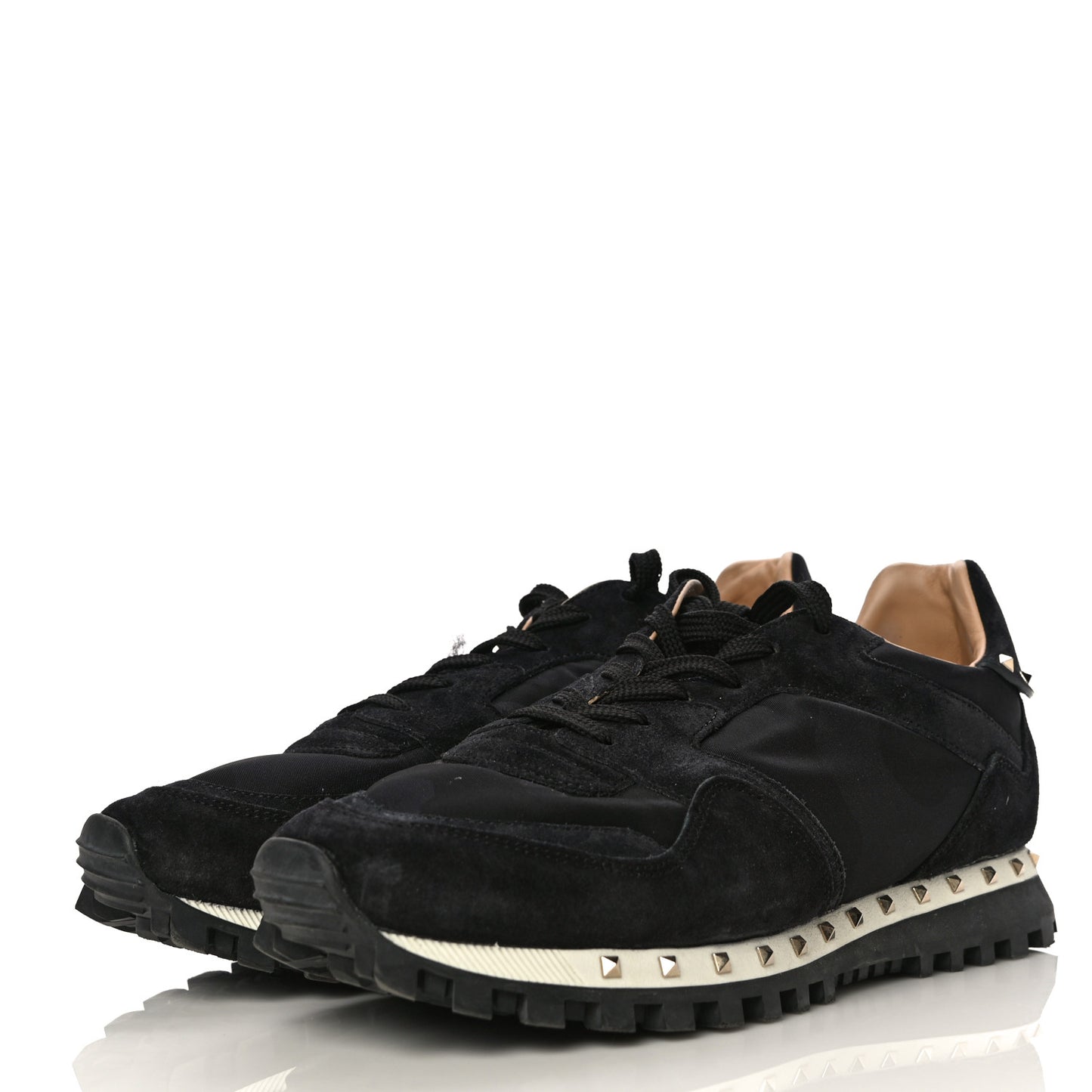 Suede Nylon Camouflage Womens Soul Rockstud Sneakers 41 Black