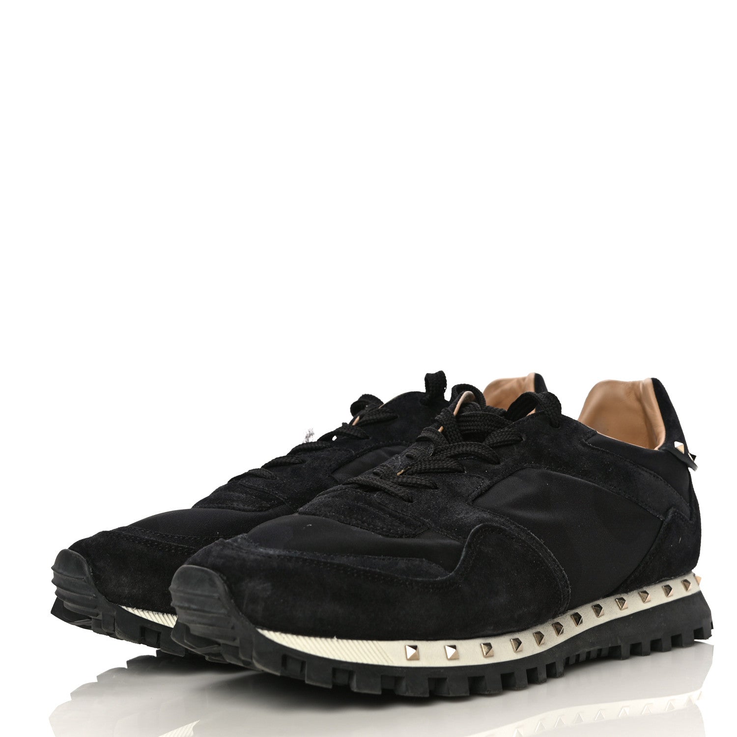 Valentino Garavani Suede Nylon Camouflage Womens Soul Rockstud Sneakers 41 Black 4 of 13
