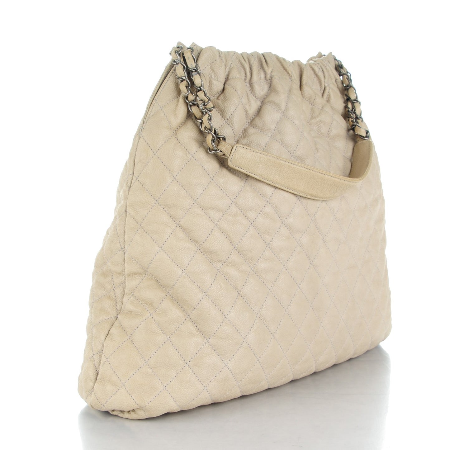 Caviar Quilted Large Elastic Tote Gray