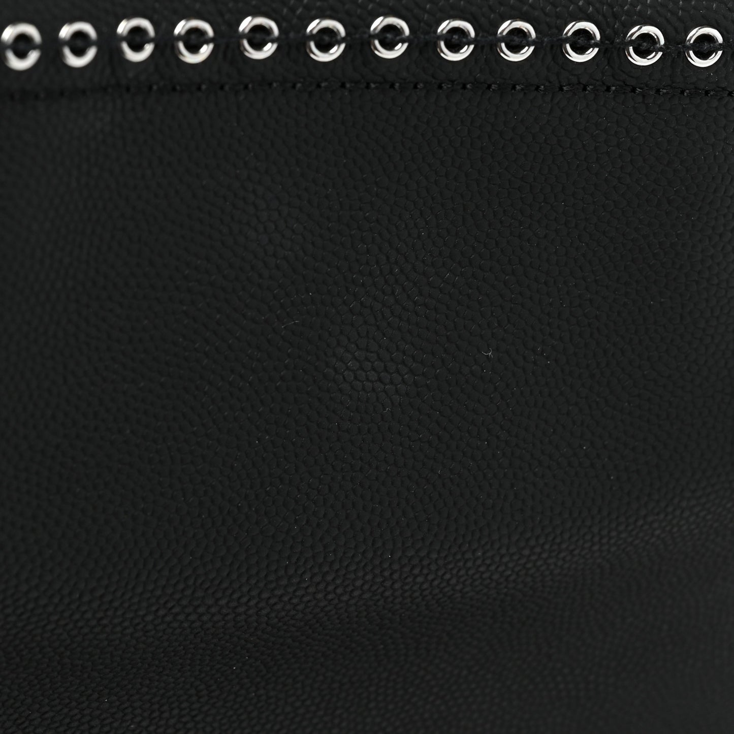 Grained Calfskin Large Coco Eyelets Shopping Tote Black