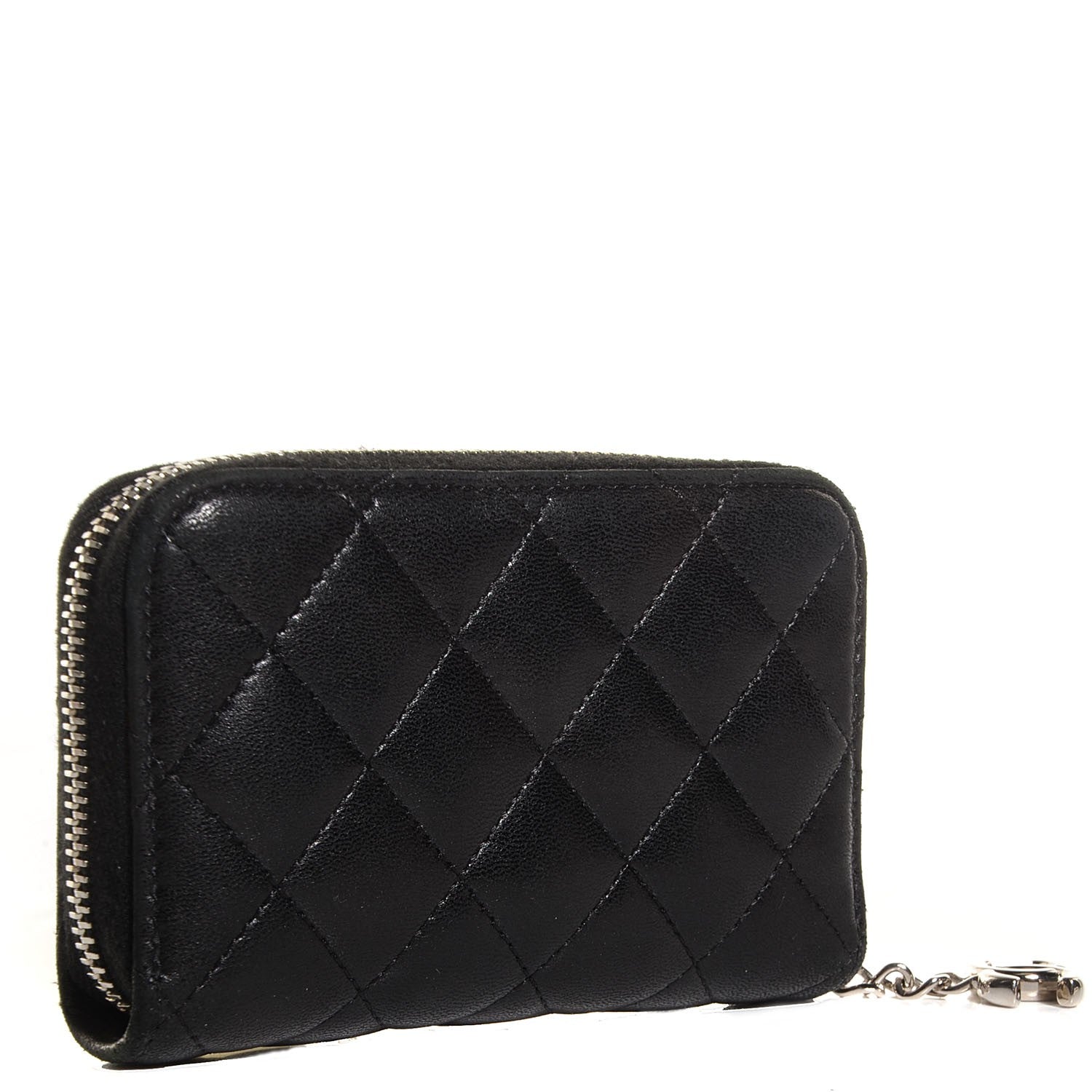 Chanel Lambskin Quilted Zip Around Card Holder Black 3 of 9