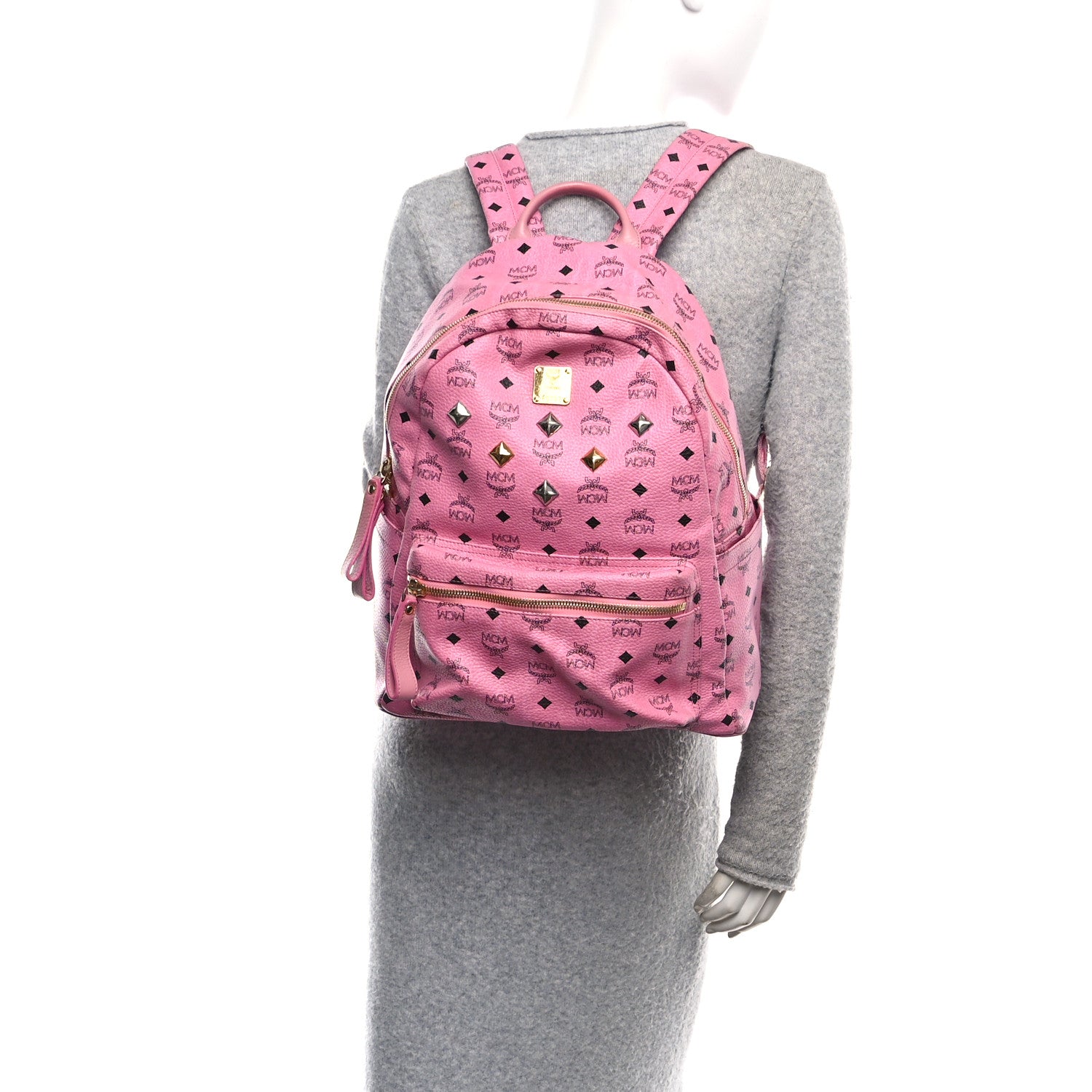 MCM Visetos Medium Sprinkle Stud Stark Backpack Pink 1756856