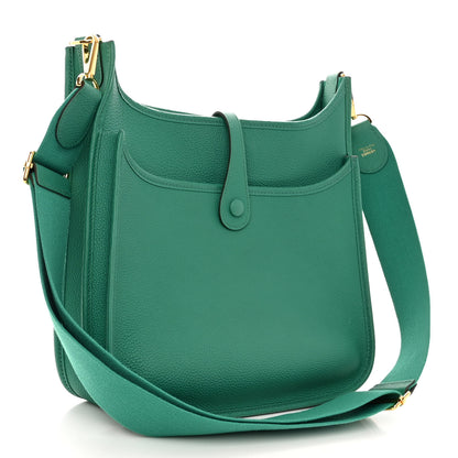 Hermes Taurillon Clemence Evelyne III PM Vert Jade 3 of 10