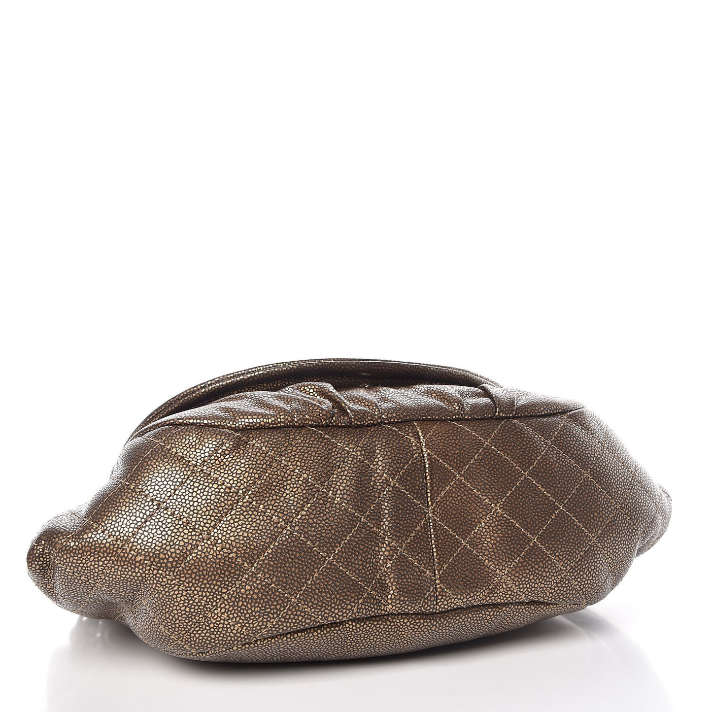 Metallic Caviar Half Moon Large Flap Bronze