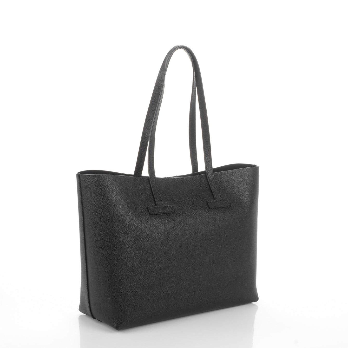 Grained Calfskin Small T Tote Black