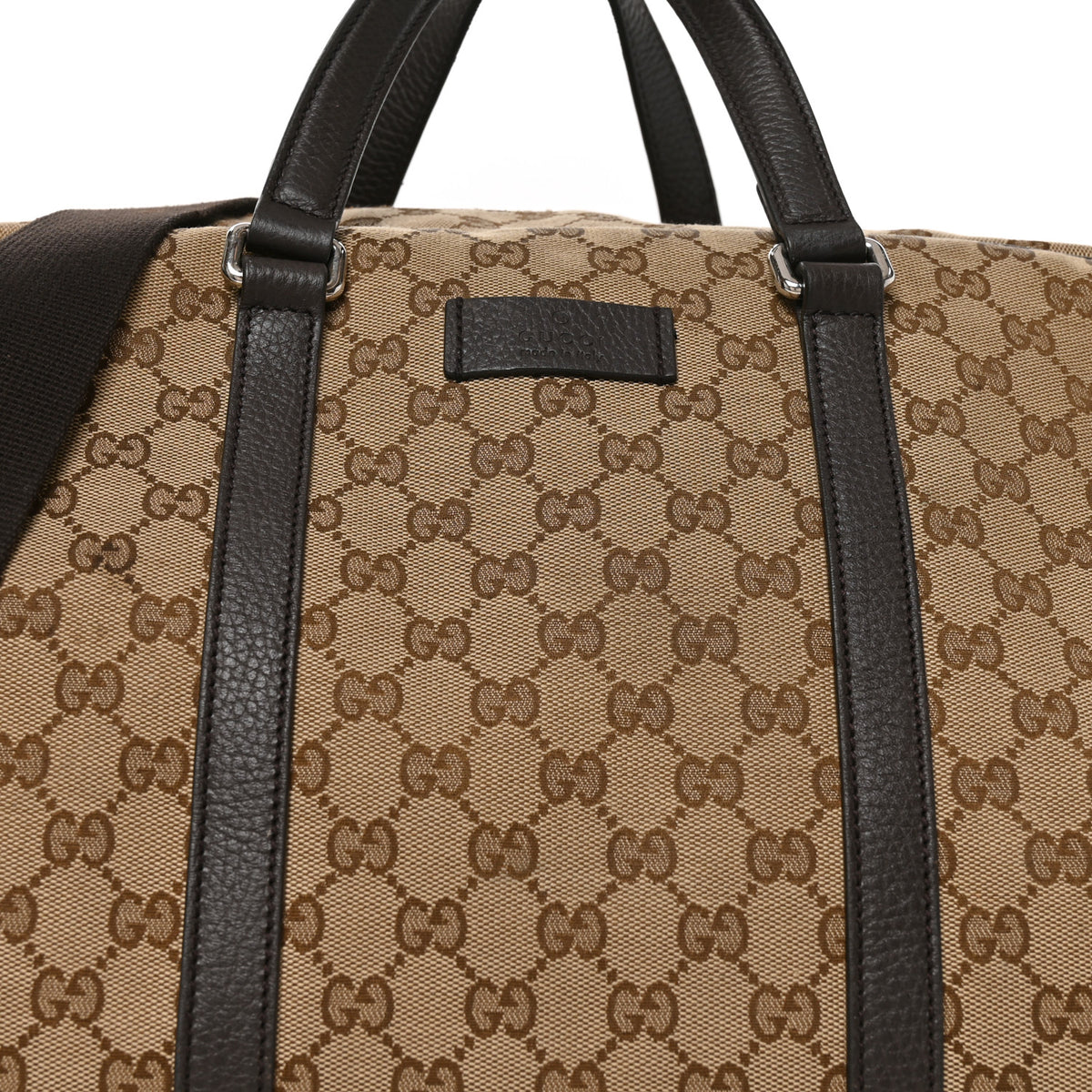 Gucci Monogram Dollar Calfskin Boston Duffle Bag Beige Ebony Testa di Moro Marrone Scuro 7 of 9